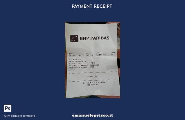 modello di controllo di pagamento Francia Bnp Paribas in stile verificato